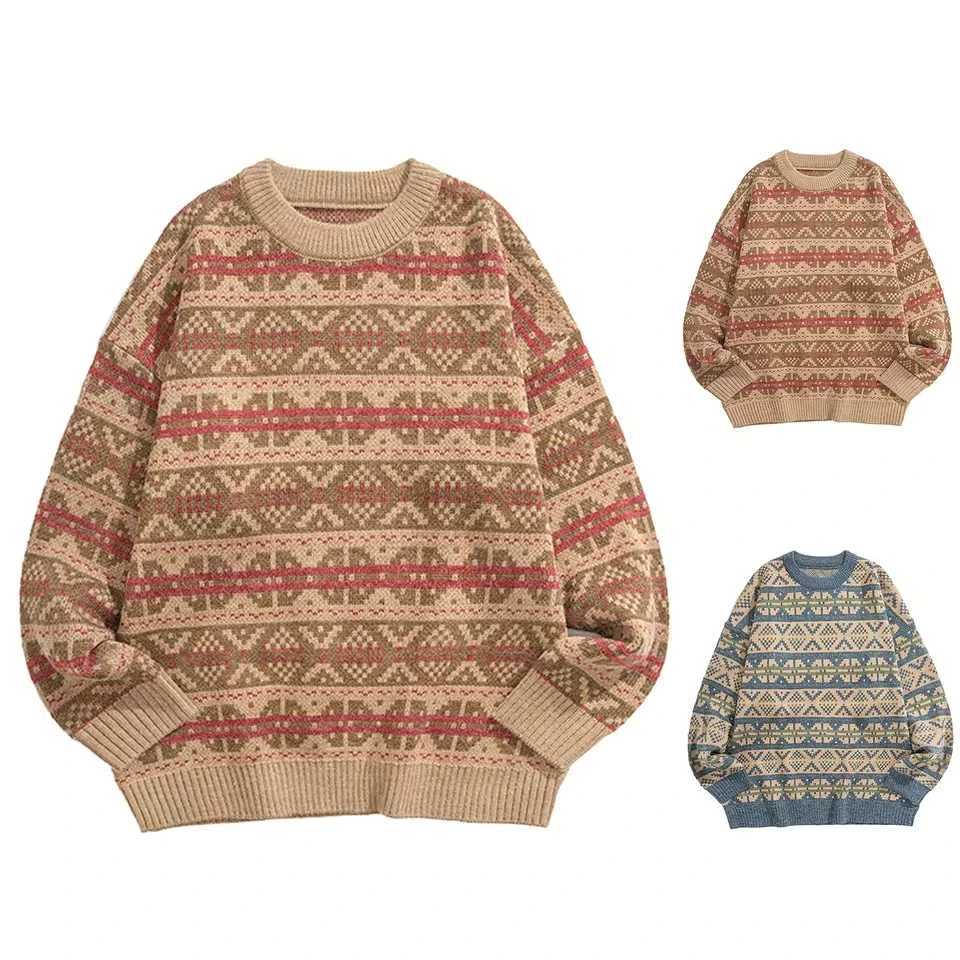 Knit Casual Winter Warm Outerwear Sweaters Mens Pullover Sweater Loose Vintage Ethnic Trend Casual Thickened Warm Knit S260917DDJZ