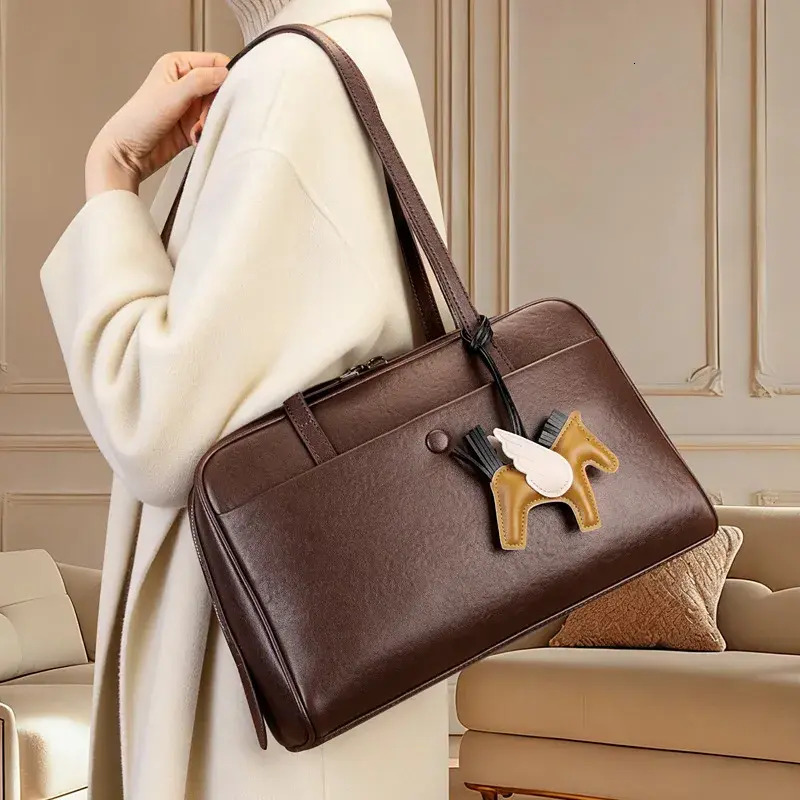 Luggage & vintage retro underarm rectangle box Bag Accessories Women Fashion Horizontal Rectangular Structured Handbags Purses Soft Genuine Leather
