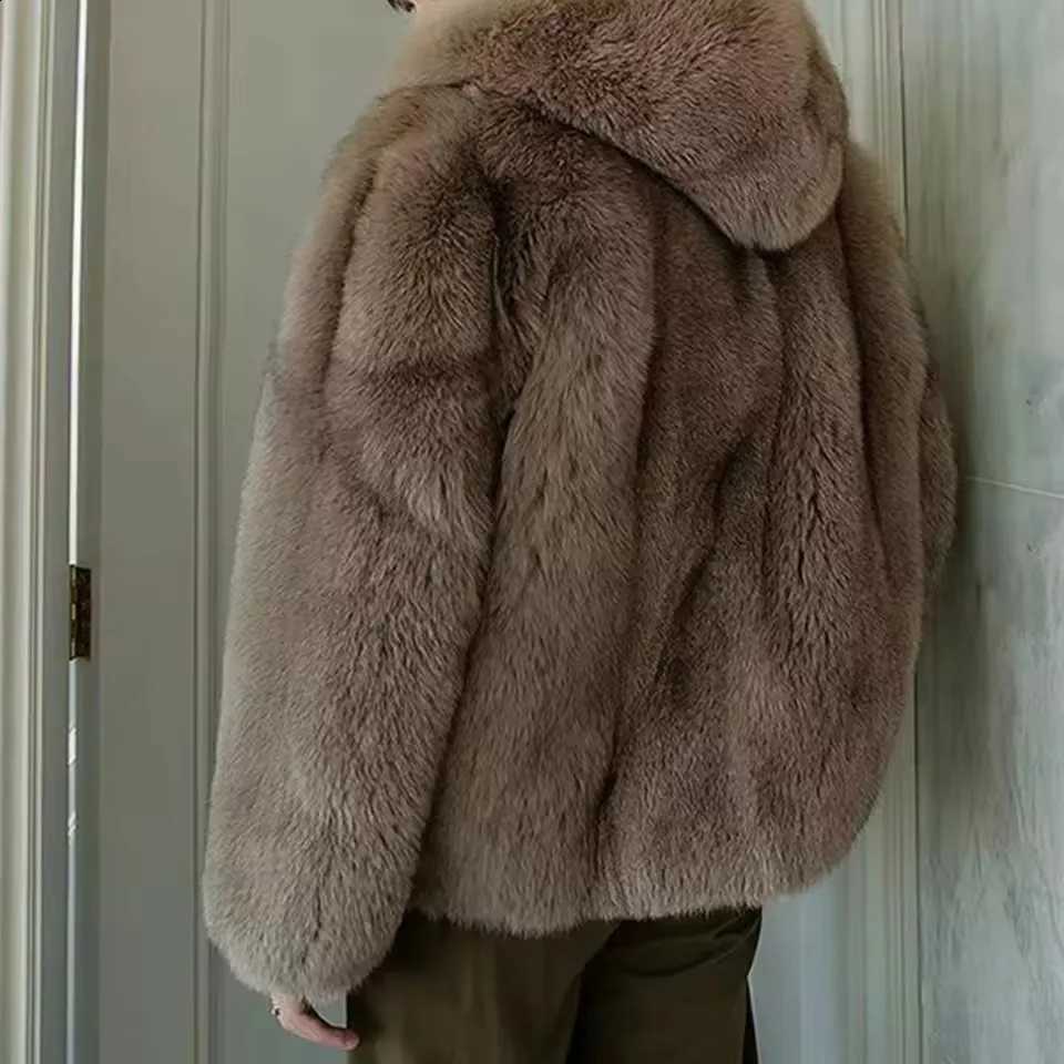 Fur New Mens Autumn Winter Coat Fashion Thicken Hooded Jacket Temperament Leisure Warm Imitation Fur Jacket Street W260915