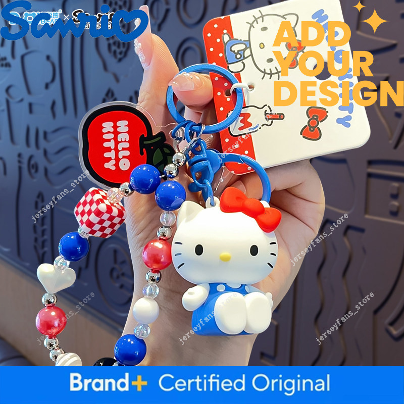 Authentic Sanrio Hello Kitty Beaded Backpack Pendant Kt Cat 2025 New Model Doll Keychain Chain 70