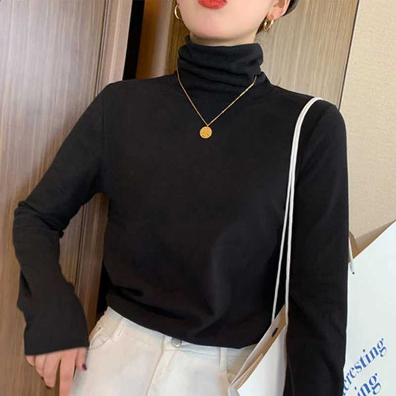 Women Solid Basic Knitted Tops High Neck Keep Warm Underwear Long Sleeve Casual Slim Pullover Korean Fashion Simple Chic Clothes H260916