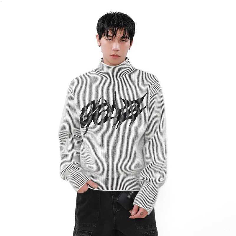 American Street High Neck FEWQ Niche Double-sided Men's Sweater Casual Printed Warm Knit Sweater 2026 Autumn New 24W3781 J260916