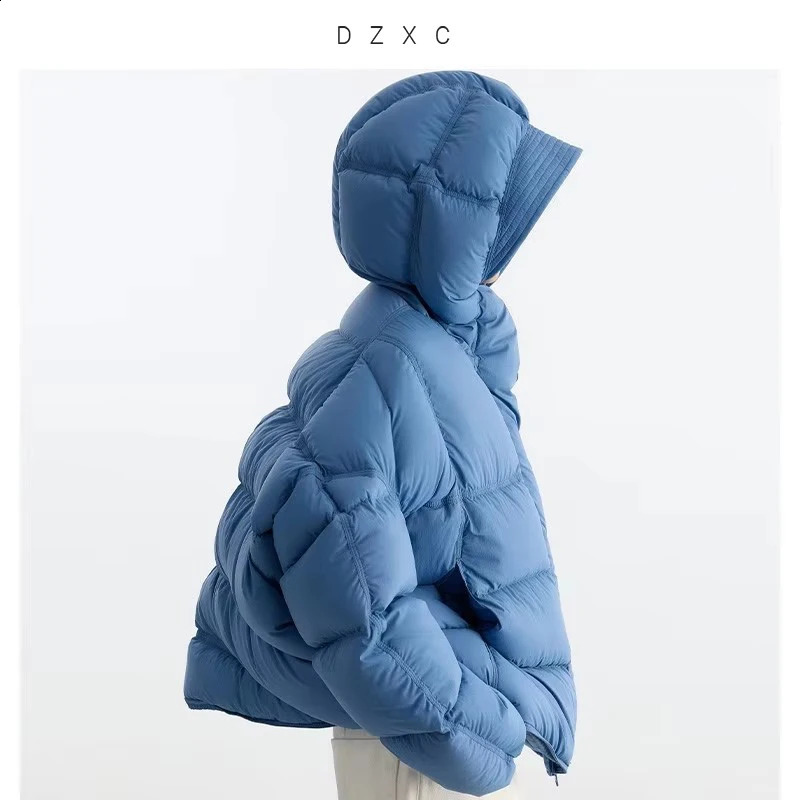 Women's Puffy down Jacket 90 White Goose Down Short Hooded Coat for Petite Sizes Winter 2026 Model 260916