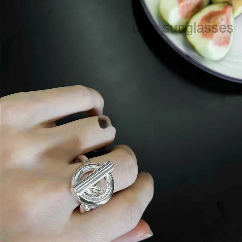 Band Rings Croisette European and American S925 Sterling Silver Chain Cold Style Ins Light Luxury High Sense Ring Female Trend x0920