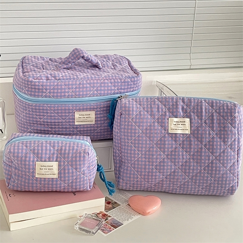 Wholesale 3 Bags Set Fashion Women Classic Cosmetic Bag Large Capacity Toiletry Makeup Organizer Pouch Ladies Zipper Quilted Bag 260916