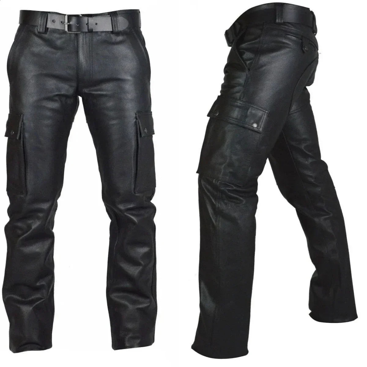 Men's Autumn Winter Pants Punk Retro Goth Slim Casual Long Pants Faux Leather Fashion Casual Solid Color Trousers Pencil Pants 260916