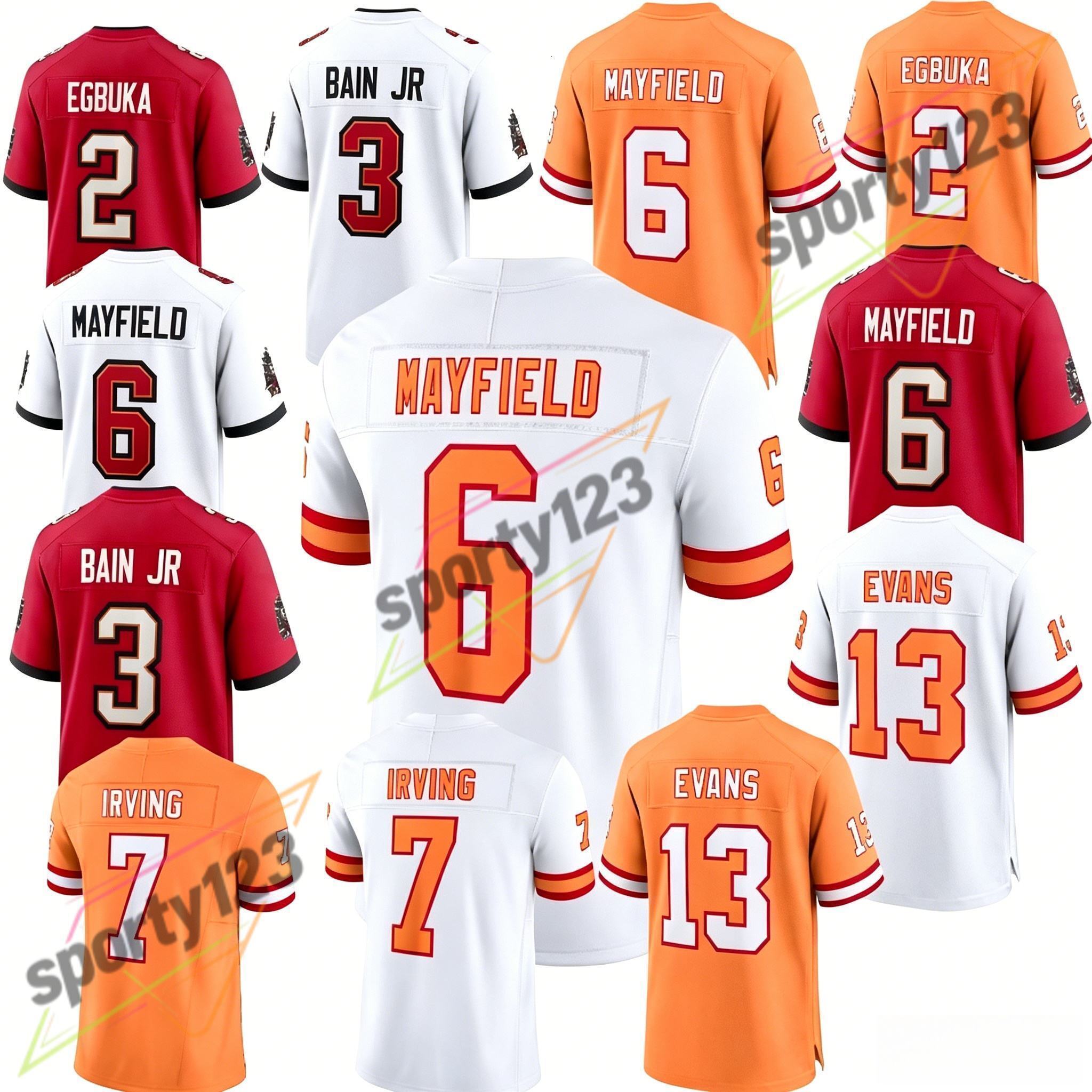 Baker Mayfield #6 Mike Evans #13 Chris Godwin #14 Emeka Egbuka #2 Factory Wholesale New Orange Red White Stitched American Football Jersey Men S-3XL