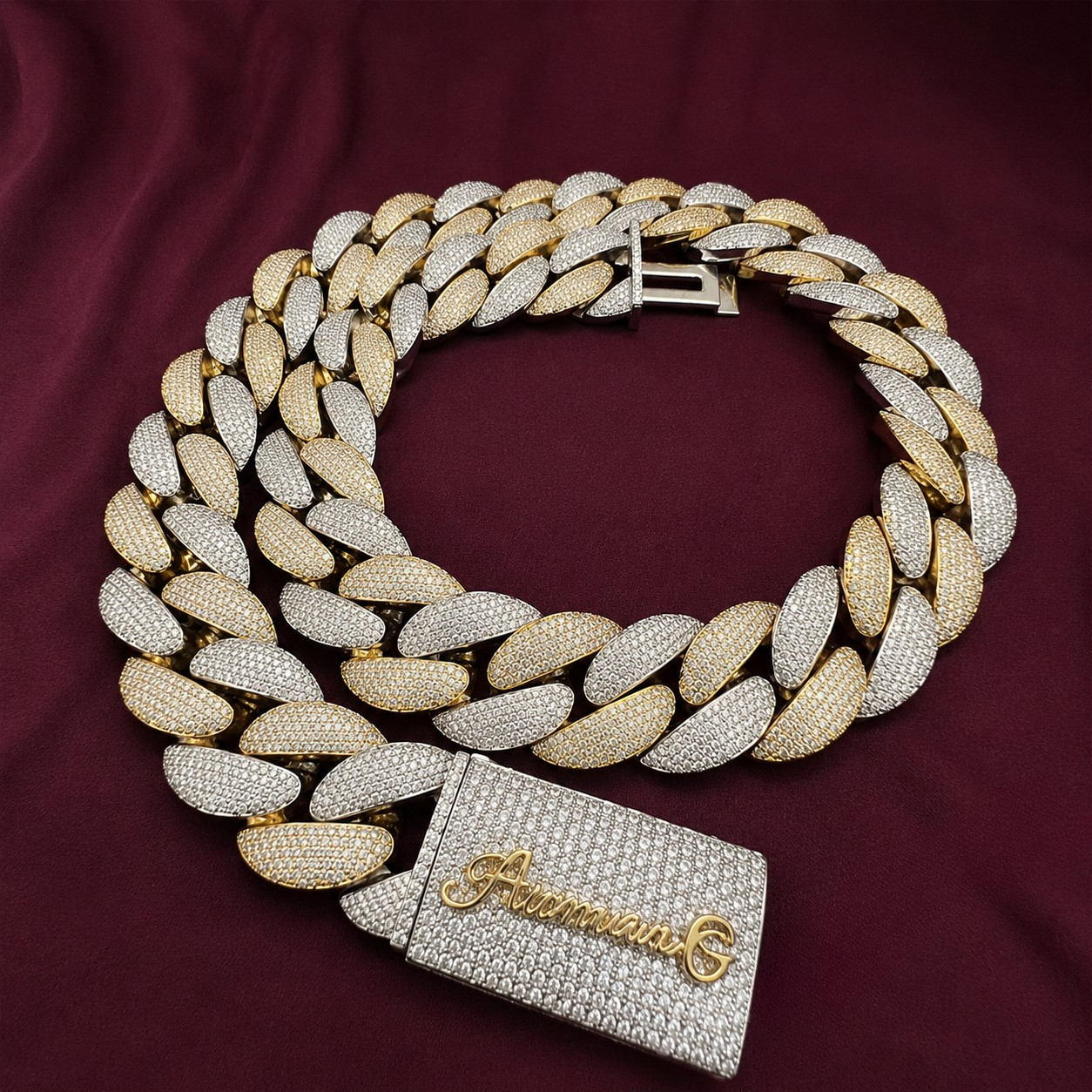 Luxury 24MM Moissanite Silver Gold Plated Cuban Link Chain Men's Iced Hip Hop Necklace Fashion Jewelry Statement Party Wear IGI