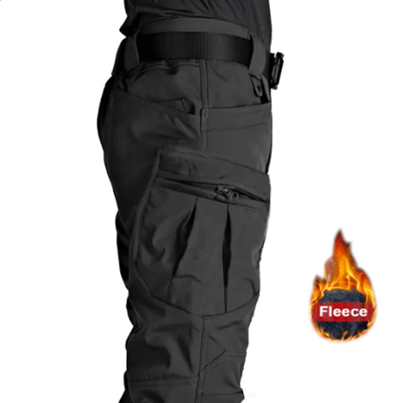 Men's Winter Autumn Softshell Fleece Tactical Pants Military Combat Waterproof Thermal Hiking Camping Climbing Hunting Trousers 260917