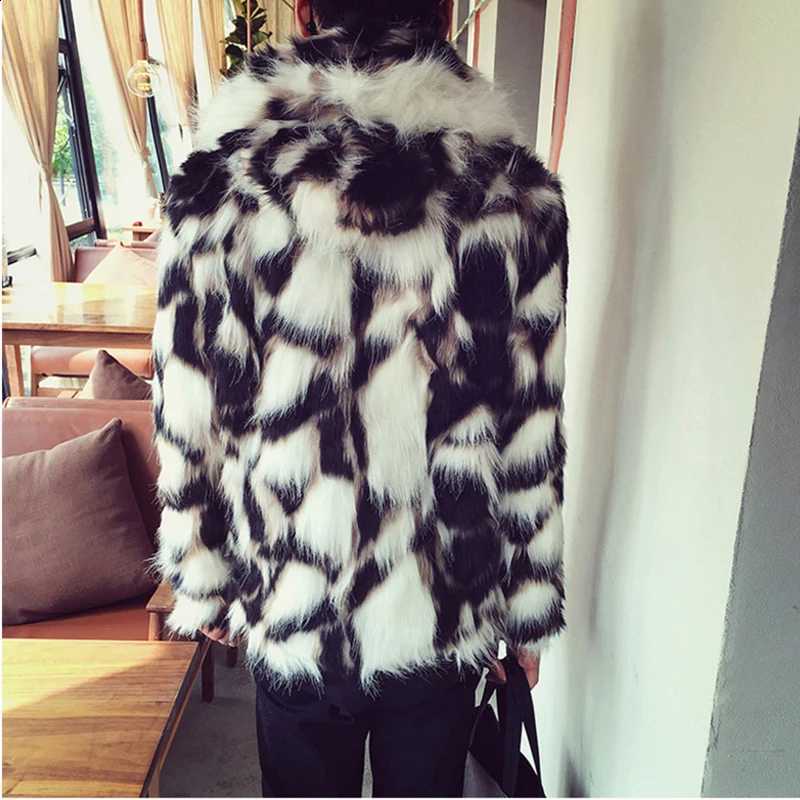 Winter Men's Coat Faux Fur Thicken Fluffy Long Sleeve Warm Outerwear Bontjas Jacket Hooded Plush Windbreaker Coats 2026W260915