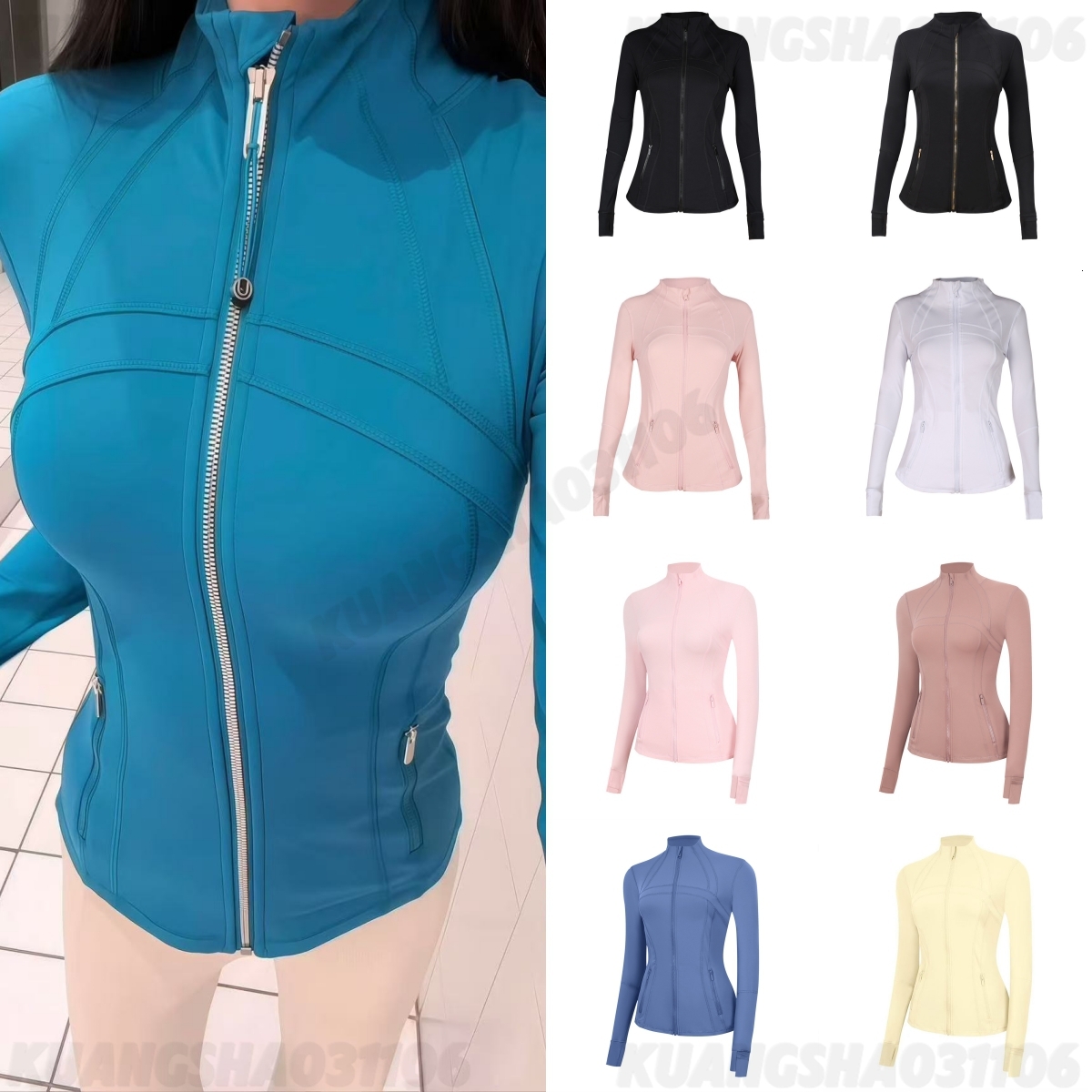 Women's Yoga Jacket High Elastic long clothes sleeves Gym coat Solid Color Nude Sports fitness Outfit designer yoga Jogging Sportswear pilates