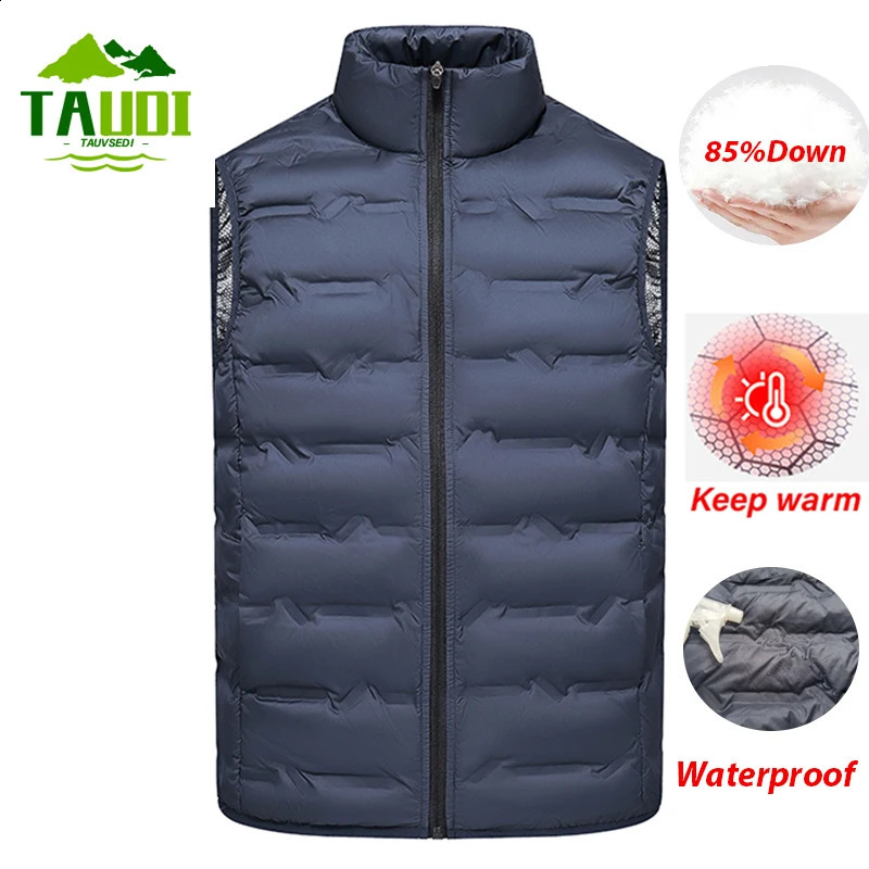 Winter Men Down Vests Mens waterproof Fashion Casual Down Sleeveless Vest Jackets Mens Autumn Couple Lightweight Work Waistcoat 260916