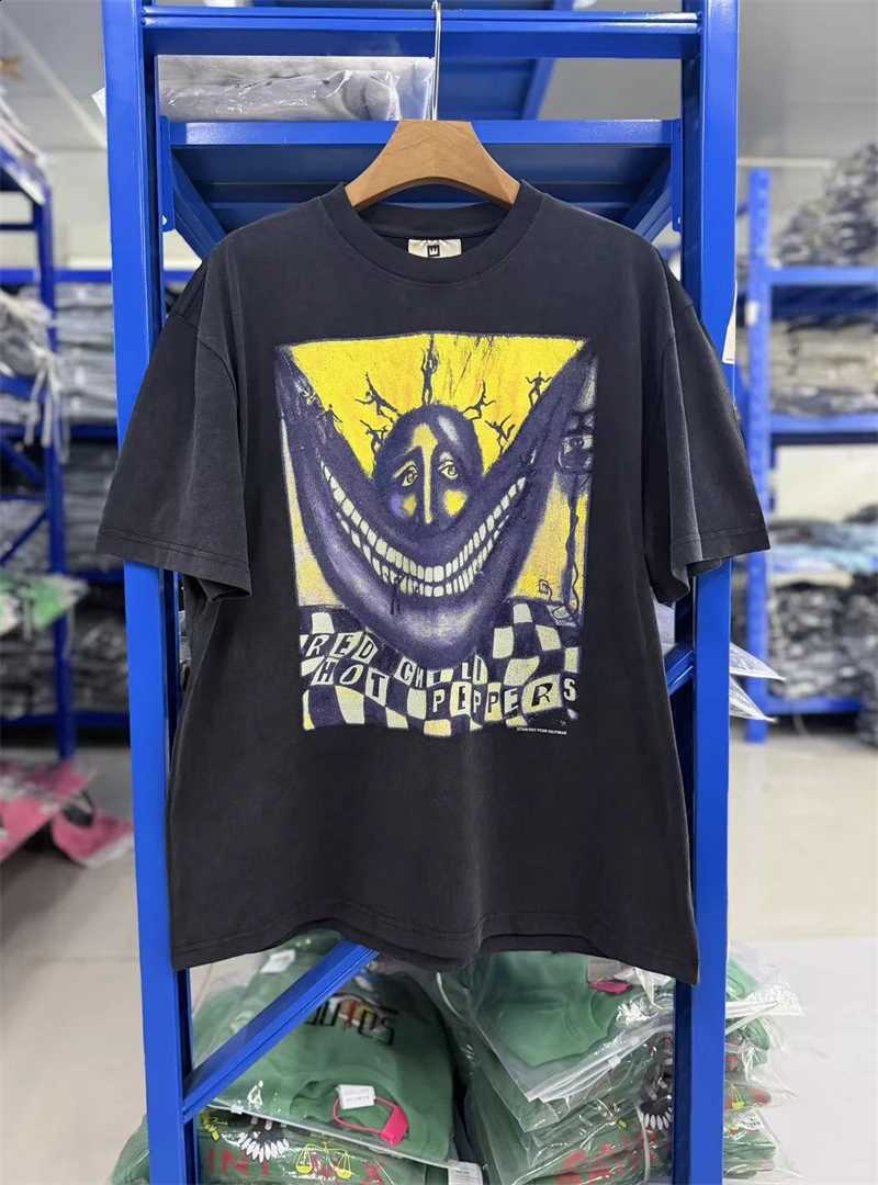 New Summer Vintage Washed Print Rock Band Pattern Casual Loose Round Neck Short Sleeved Street Cotton Versatile Oversize T-shirt X260916