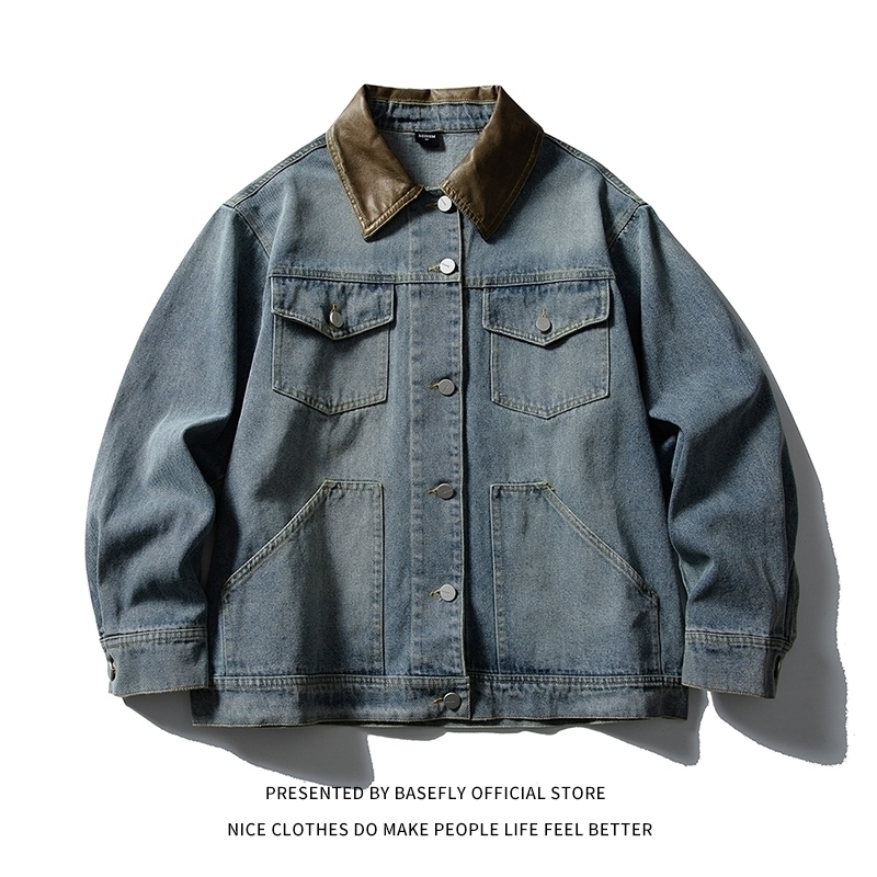 Autumn Simple Solid Old School Pocket Men Denim Jackets Unisex Women Jean Coats Casual Retro Vintage Trendy Student Varsity yy260909