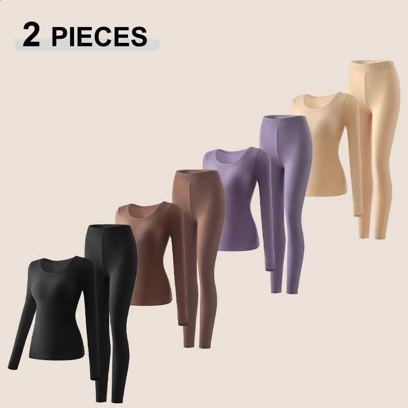2Pc Women's Comes with Chest Warm Innerwear Set Solid Color Single Layer Breathable Lock Temperature Underwear Autumn Winter New H260916