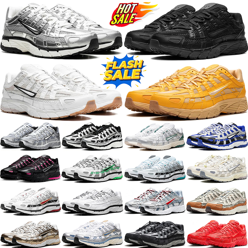 designer running shoes p6000 mens sneakers woman p-6000 trainers Luxury Metallic Silver White Sail Triple Black Silver jogging walking shoe with box