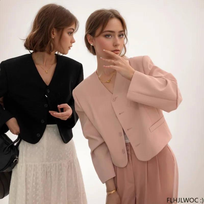 5 Colors Autumn Chic Korea n Short Coats High Street Women Fashion Cute Elegant Office Lady Button Notched Blazer Jackets 260917