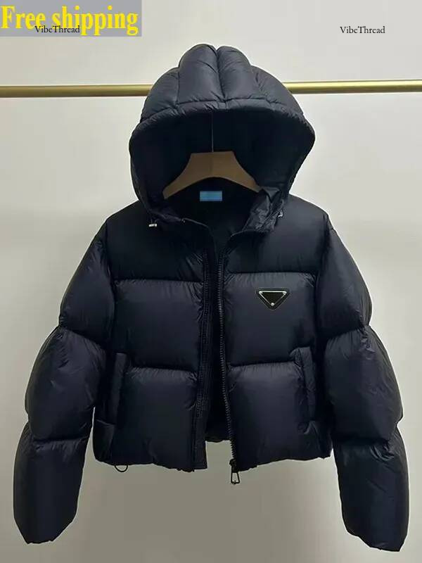 2025 10A womens pard puffer jacket Designer Lady Slim Praeda Jacket Down Windbreaker Short winter designer coat women High quality fashion pard puff