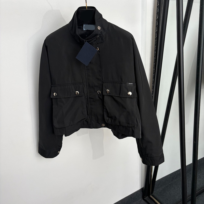 Cropped Utility Jackets For Women Stand Neck Minimalist Cargo Short Outerwear Winter Autumn Outdoor Hiking Vintage Coats