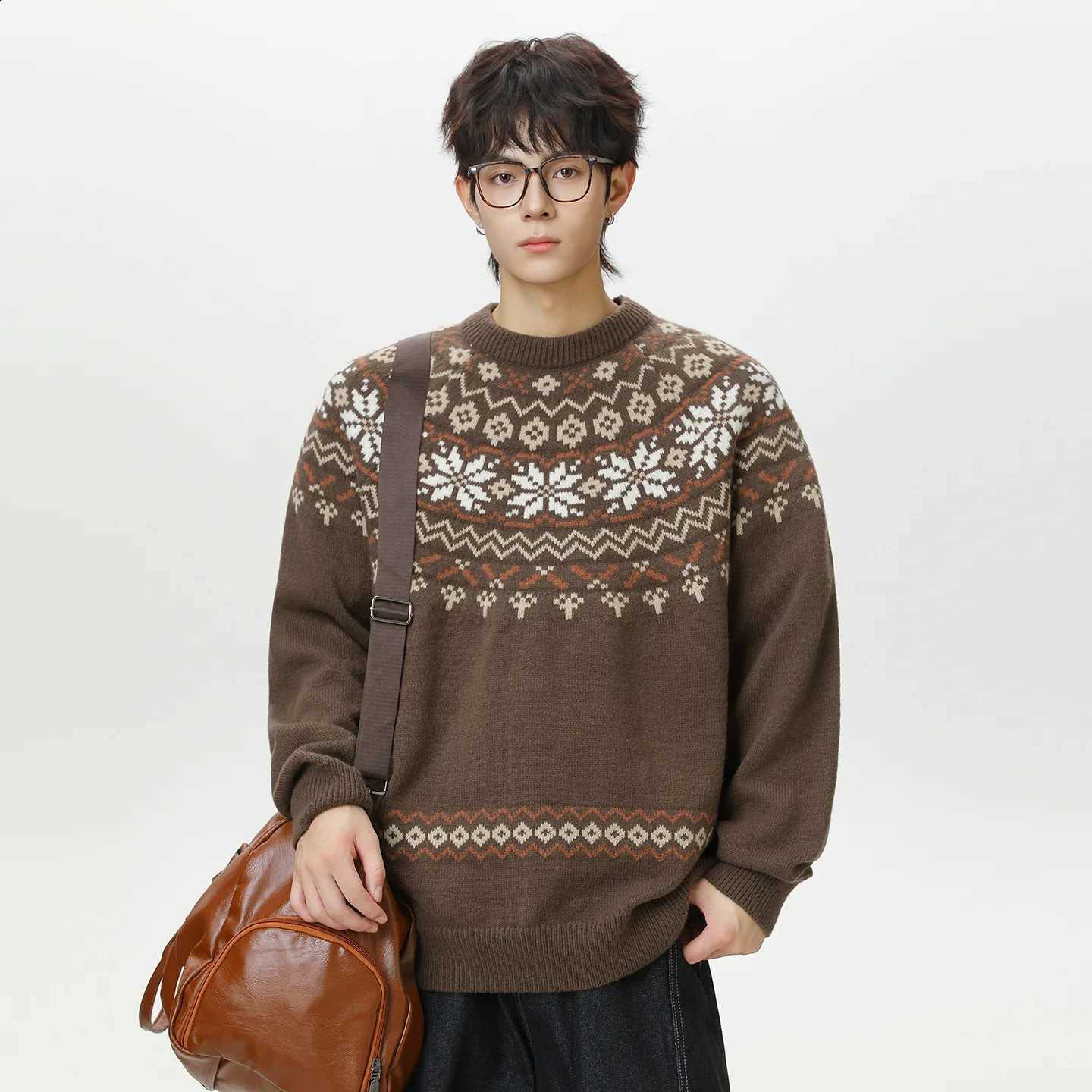 Fashion 2026 New American Vintage Mens Casual Trendy Color-coded O-neck Long Sleeve Knitted Pullover Sweaters Male Clothes Tops J260916