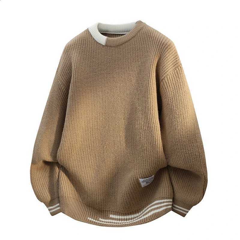 Pullover Korean Knitted Autumn Winter Fashionable Sweater For Men Round Neck Patch Casual Knitted Slim Fit PulloverW260915