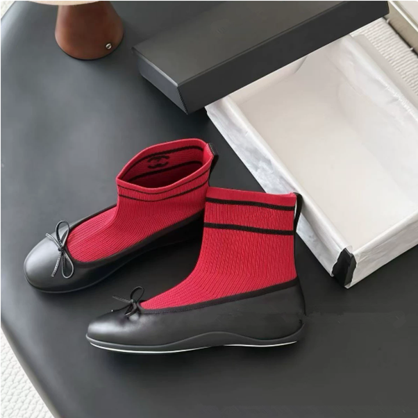 2026 Designer Luxury Women's Socks and Boots - High-quality color contrast at the toe wearable ankle boots soft flat sole daily fashionable cas