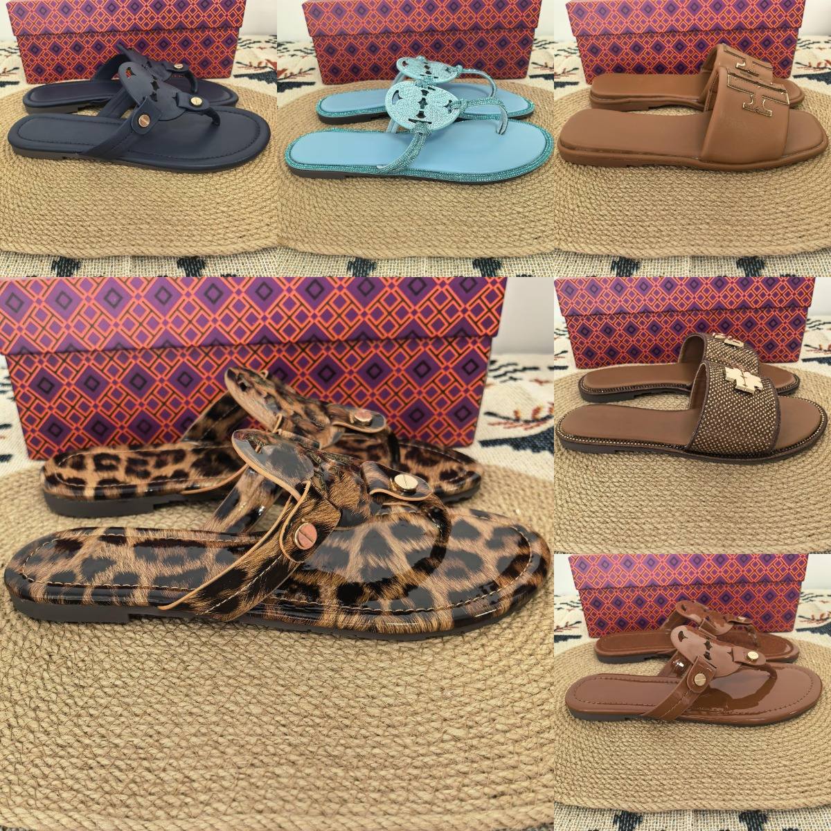 Free Shipping toryes Designer Sandals Women Slippers White Black Pink Red Brown Fashion Slides Summer Beach Flat Leather Flip Flops Lady Scuffs Casu