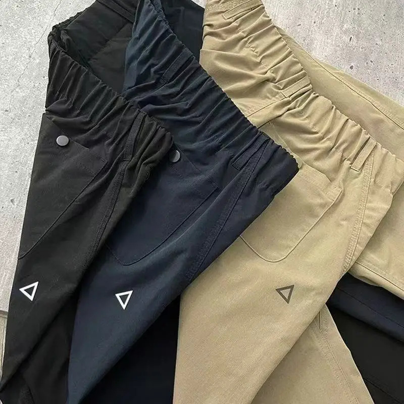 Summer Thin Cargo Pants Men Casual Tapered Trousers with Zipper Pockets Quick Dry Streetwear Pants for Outdoor Daily Wear S-3XL 260916