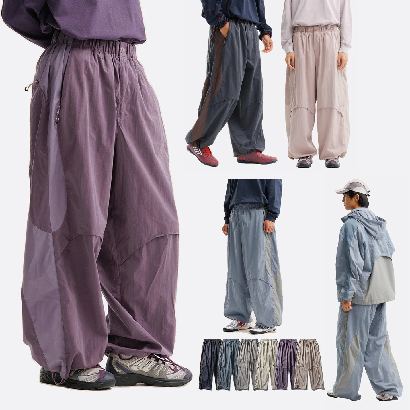 Men Women Splice Fashion Outdoor Loose Casual Lightweight Quick Dry Sports Cargo Baggy Pants Track Trouser Jogger Sweatpants 260917