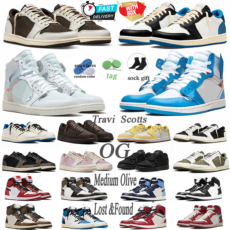 designer travi scott low 1 basketball shoes for men women Trendy Blue Triple Black Medium Olive University Blue Leather leather outdoor sport Traine