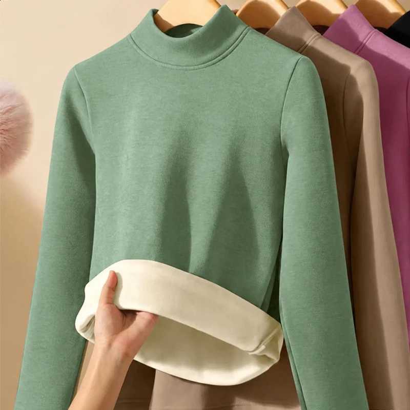 1pcs Women Thermo Top Velvet Slimming Undershirts Female Thermal Underwear Warm Soft Autumn Winter Long Sleeve High Neck Clothes H260916