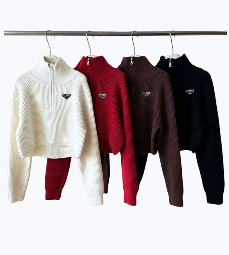 AA Design Women Knits Sweaters Tees Womens Tops Cardigan With Zippers Short Style Slim Jumpers Winter Autumn Spring Clothing