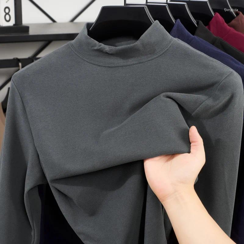 Men's Sweaters Winter Warm Men Mock Neck Basic Plain T-shirt Blouse Pullover Long Sleeve Top Male Outwear Slim Fit Stretch Fashion Sweater