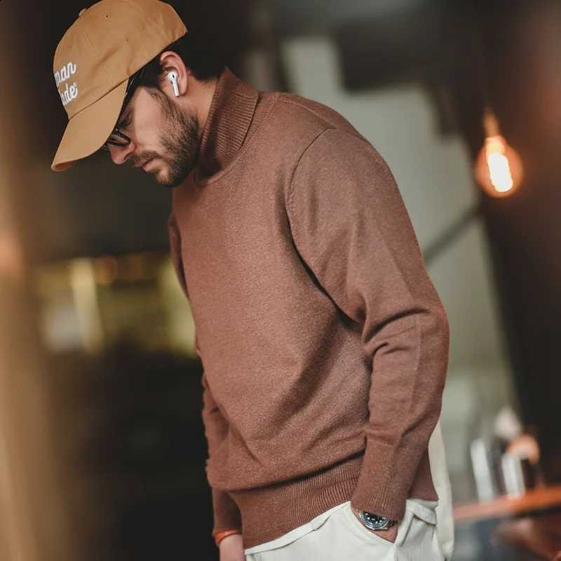 Turtleneck Maden Thermal Sweater Mens Basic Knitted Shirts Autumn Winter Solid Thick Pullovers Turn-down Collar Soft UnderwearW260915