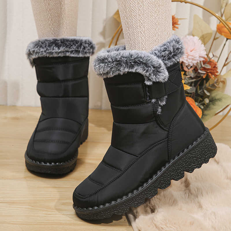 2026 Waterproof Snow Boots for Women Winter Shoes Faux Fur Plush Ankle Boots Woman Plus Size Non-Slip Warm Cotton Botas Mujer D260917