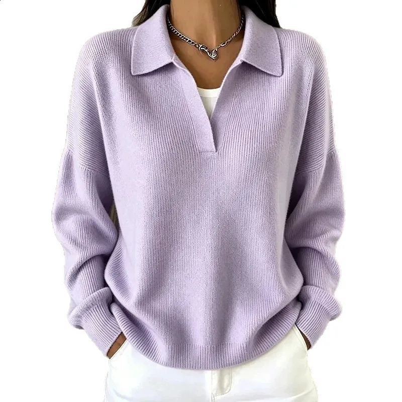 Womens Tshirts And Elegant Solid Color Long Sleeve Polo Shirt Regular Fit Basic MidLength No Button Single Piece For Woman 260916