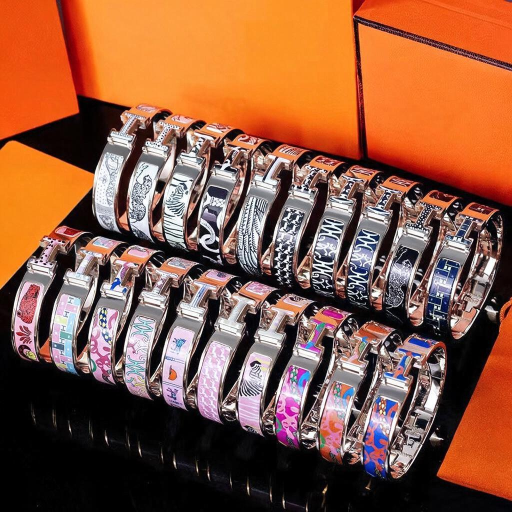 12mm motif coloré émail H bracelet concepteur pour les femmes tout nouveau couple en acier inoxydable bracelet de mariage mode européenne bijoux