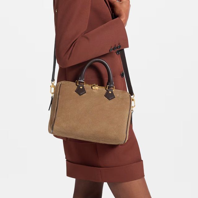 designer beige trench shoulder bag luxury embossed monogram calfskin suede leather tote all in one bags cowhide leather trim crossbody fall winter w