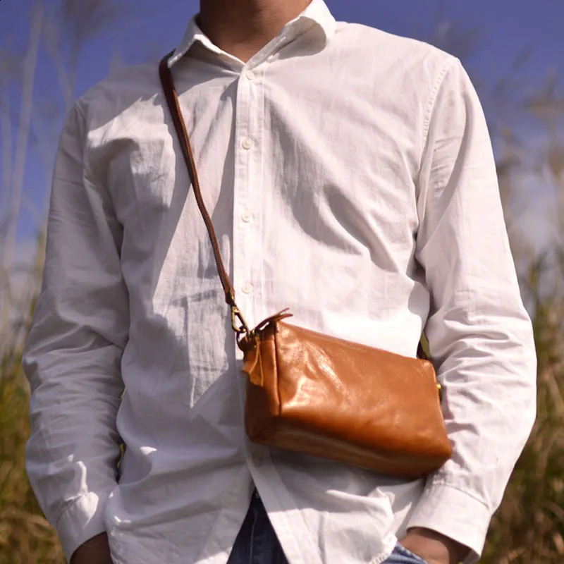 AETOO Leather horizontal doublesided small bag Men's box square double zipper vegetable tanned cow leather cr 260917
