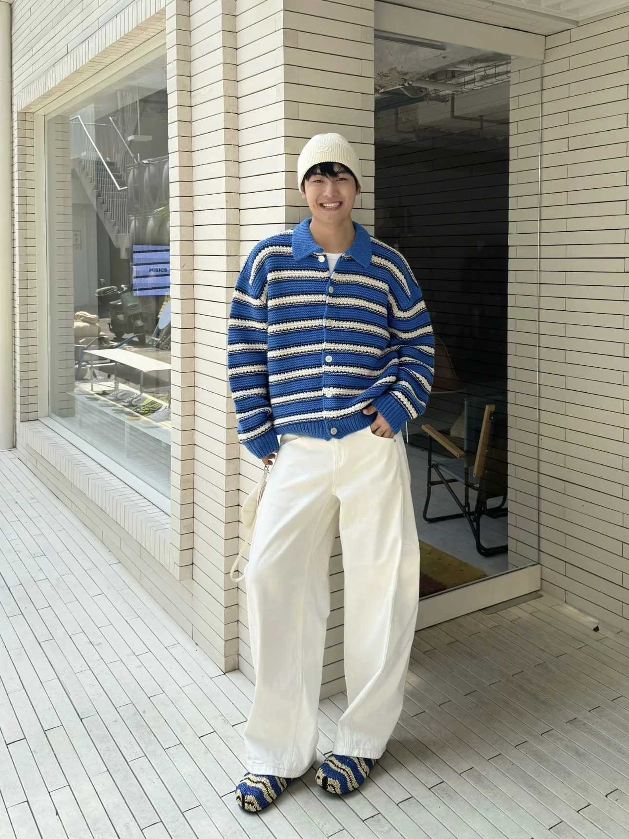 Striped Korean Style Color Block Single Button Knitted Cardigan Men's Loose Casual Outerwear Autumn Winter Sweater Jacket J260916