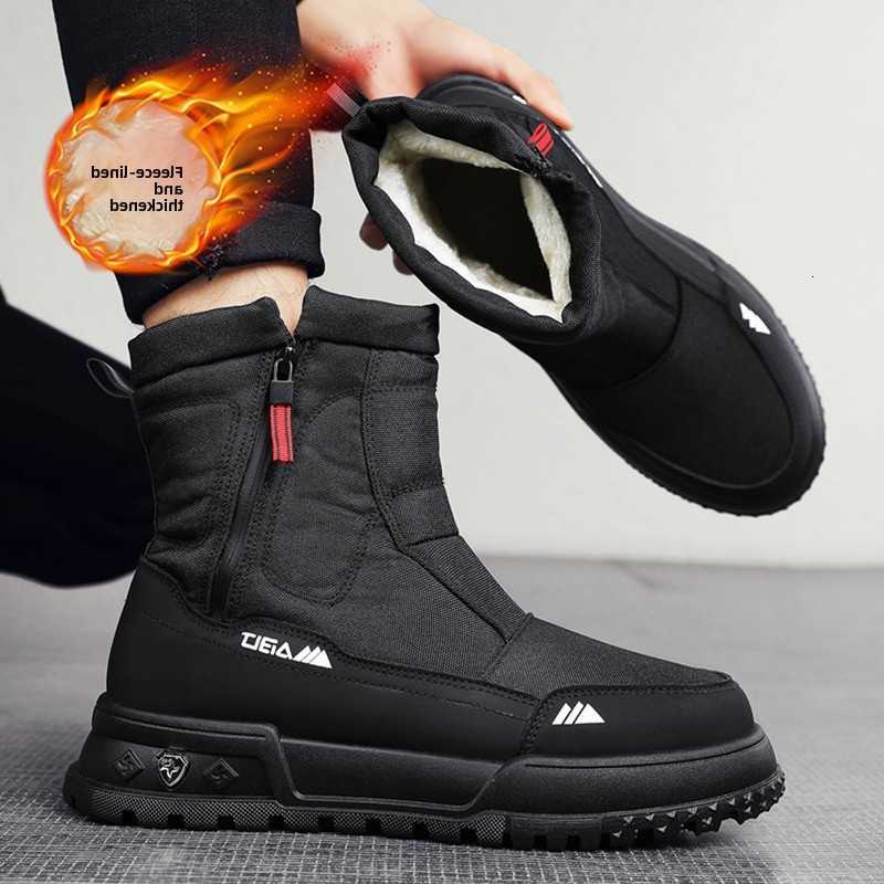 Resistant Boots Men Non-slip Snow Winter Shoes with Fuzz Lined Warm High Top Boots for Men Outdoor Comfortable Zipper Boots D260917