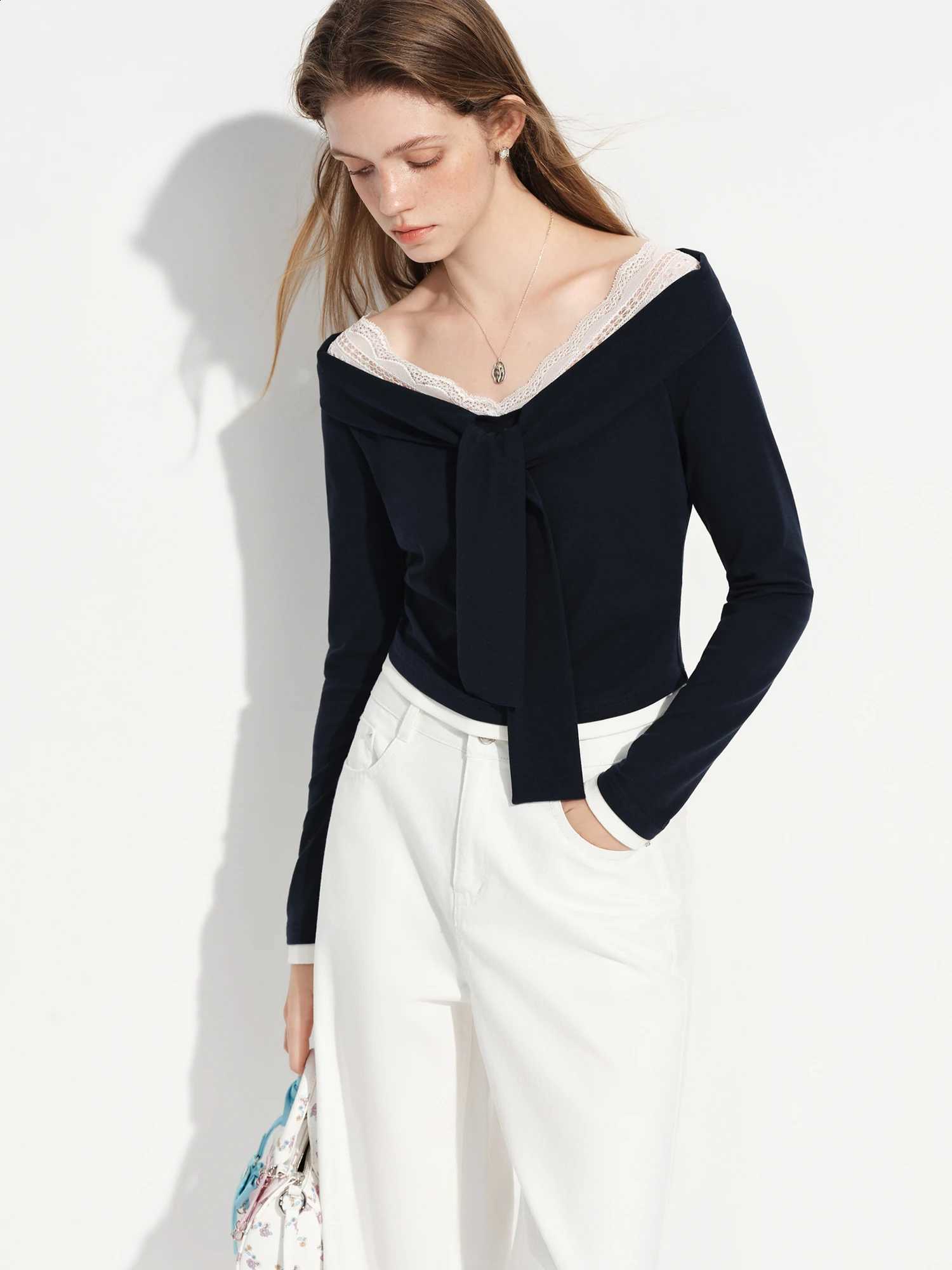 2026 New Spring Women's FSLE French Style Academic Two Piece Set Lace Knit Top A-Line Skirt Co-ord Preppy Elegant Vintage OutfitW260915