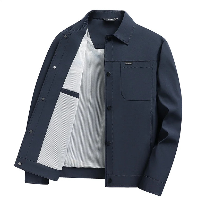 Mens Spring Jacket Turndown Collar Solid Color Casual Trendy Coat for Youth 260914