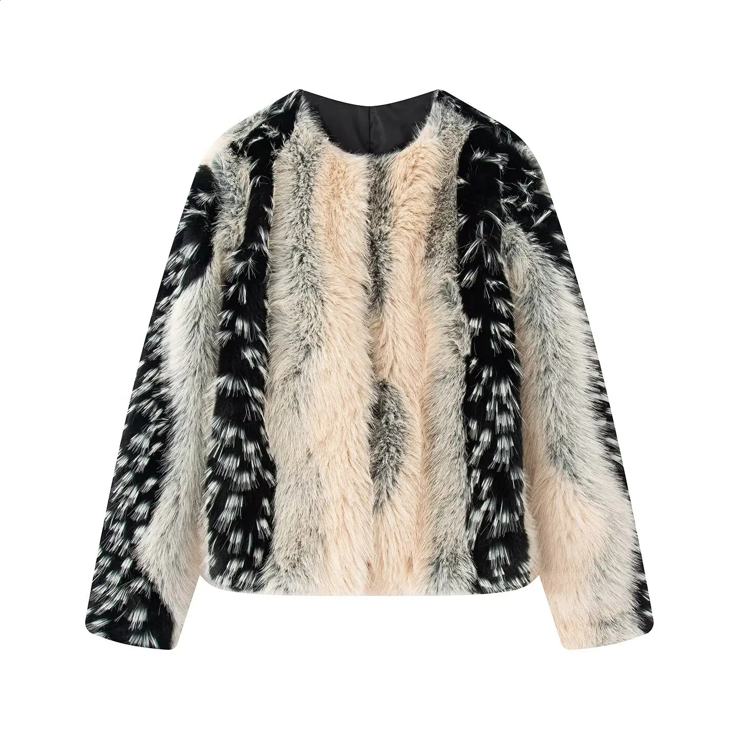 2026 Autumn Winter Womens Vintage y Thick Warm Faux Fur Jackets Lady Chic Elegant Loose Oneck Fluffy Shaggy Street Coats 260916