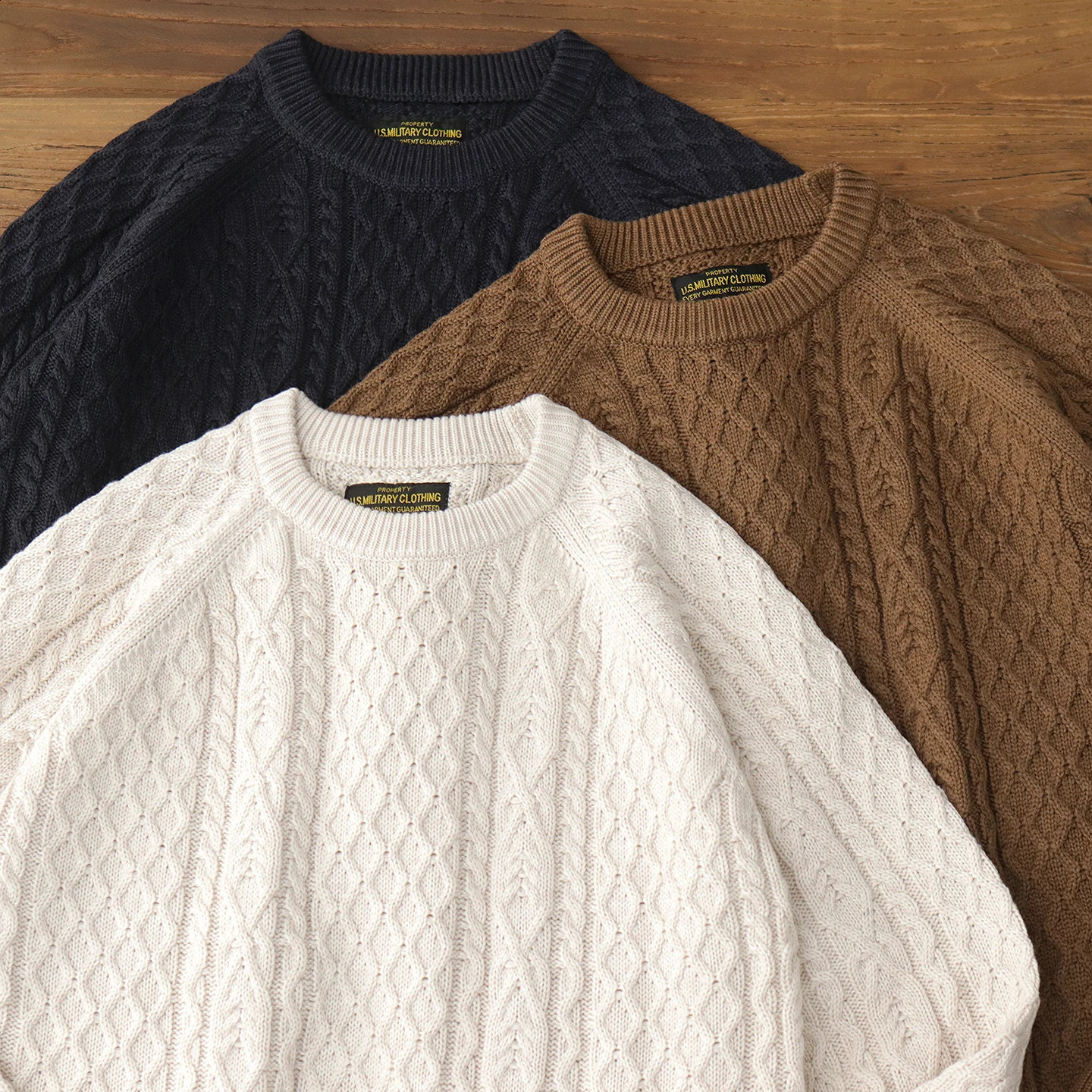 Winter American Retro Cable Sweater Men's Wool Blended Warm Thickened Round Neck Twist Knit 260917