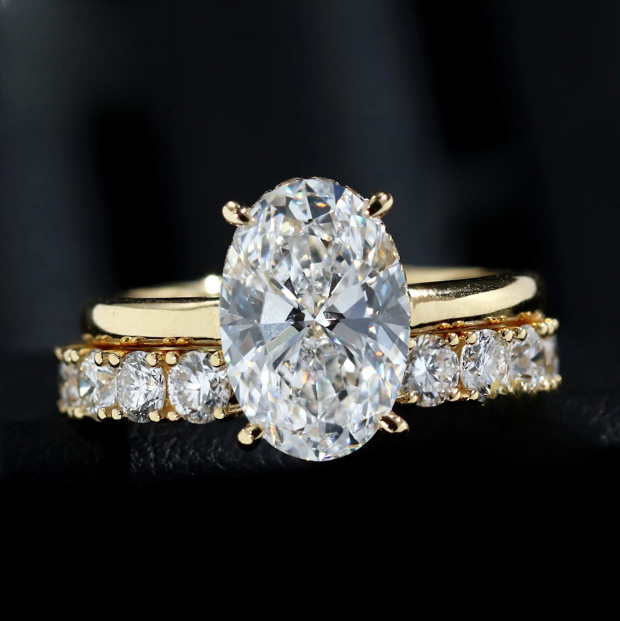 GIA Certified Solid 14k 18k Gold Customizable Lab Grown Diamond Set (1ct 5ct) for Men Women CVD HPHT Engagement Ring