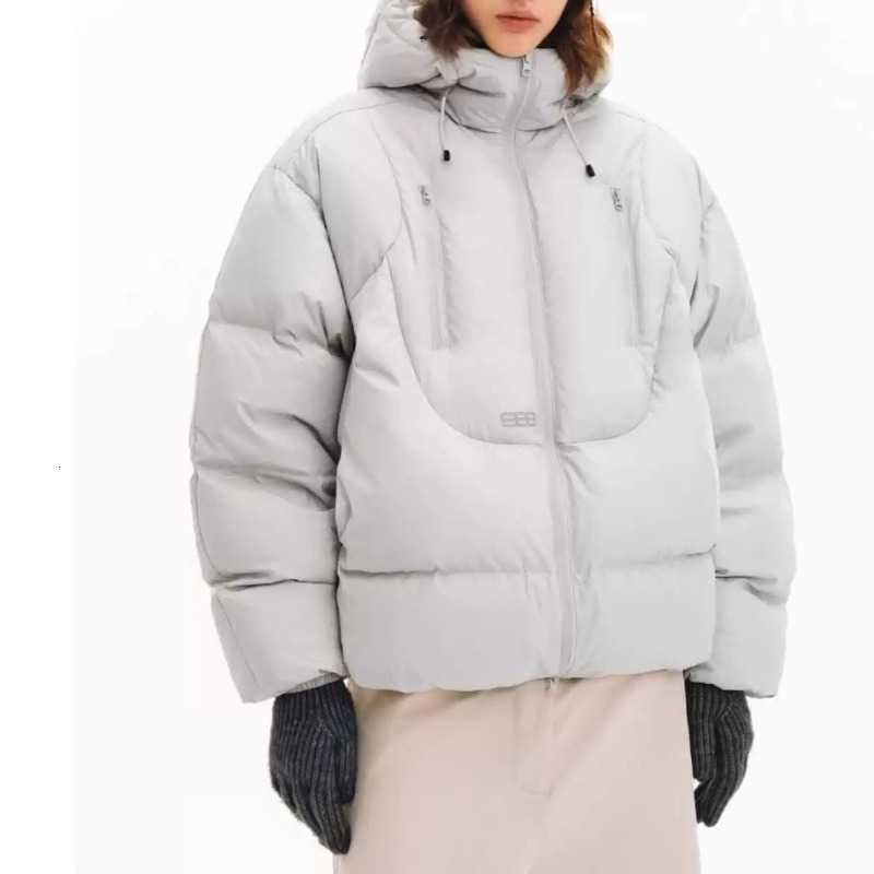 Hooded Double-pull 2025 Three-dimensional The Short Cotton-padded Jacket Winter Couple's New Wide White Warm Coat H260917