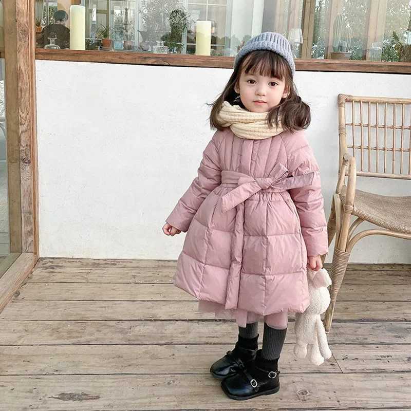 Parkas 2026 Winter New Kids Girl Down And Cotton Jacket With Western Style Thickening Baby Girl Korean Long Winter Coat J260917