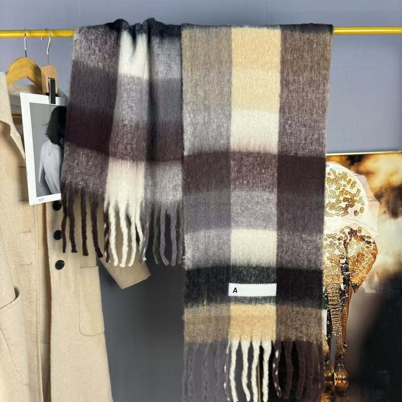 Plaid Cashmere Scarf Designer Multicolor Check Large Shawl with Tassel Autumn Winter Long Soft Warm Wrap for Men and Women