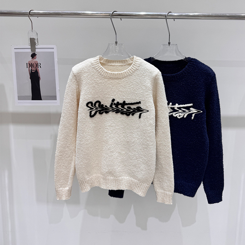 Women's Letter Print Knit Sweater 2 Colour Crew Neck Pullover Top Soft Warm Casual Daily OOTD
